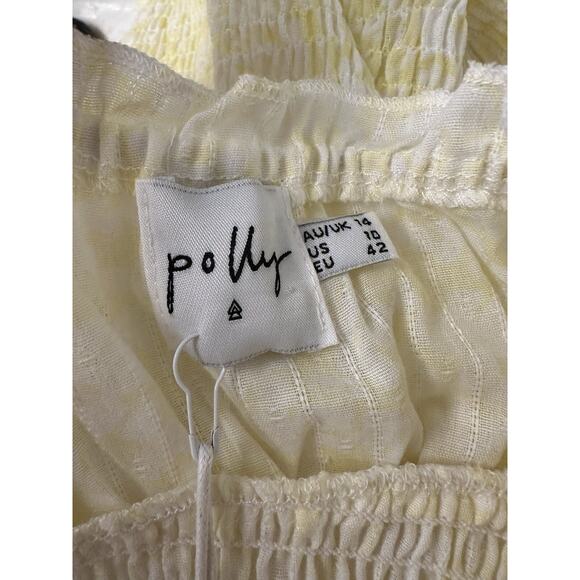 NWT Princess Polly Size 10 Korina Yellow Smocked Mini Dress Milkmaid - Picture 3 of 6